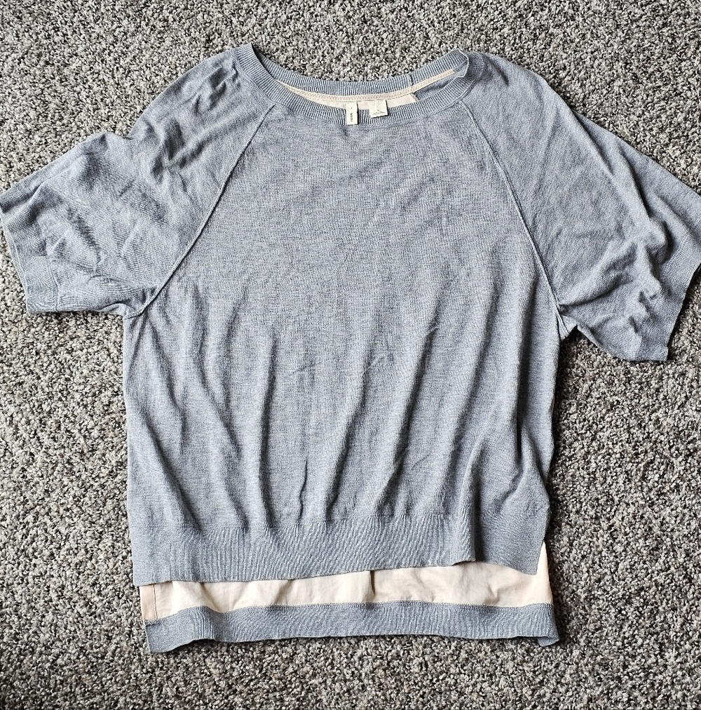 Moth Light Blue Short Sleeve Knit Top